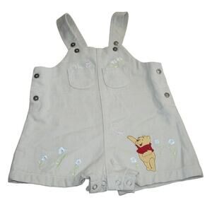 Vintage Disney Winnie the Pooh Embroidered Shortalls Romper 18M Baby